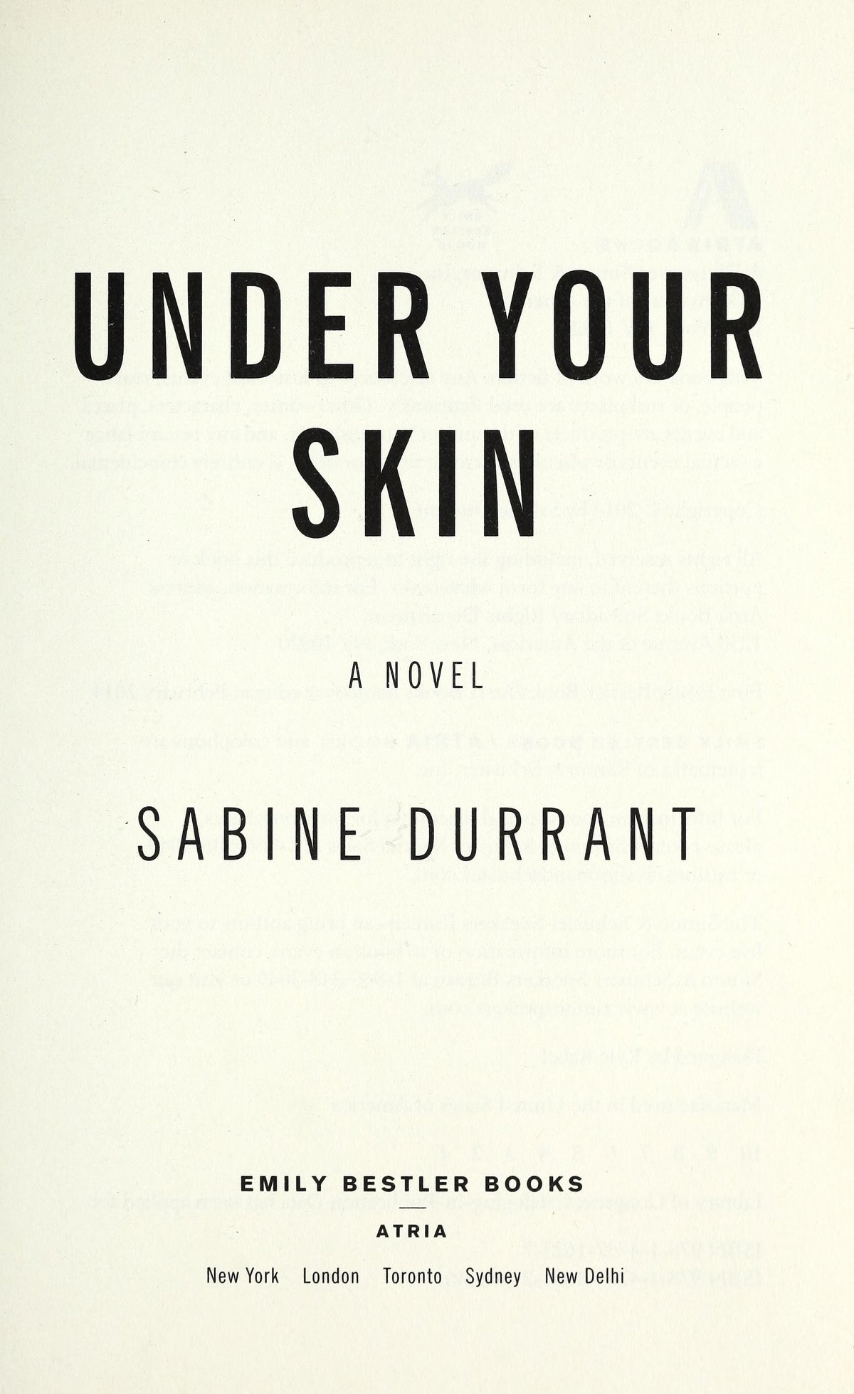 Under Your Skin A Novel